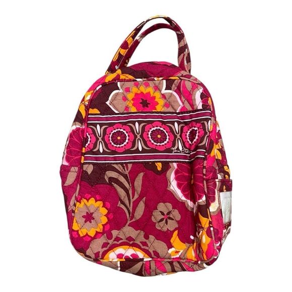 Vera Bradley Pink Orange Floral Quilted Insulated Lunch Bag 10x8 Boho Quilted - Picture 1 of 7